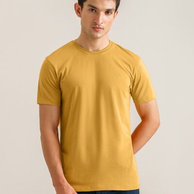 T-shirt moutarde uni de qualité supérieure