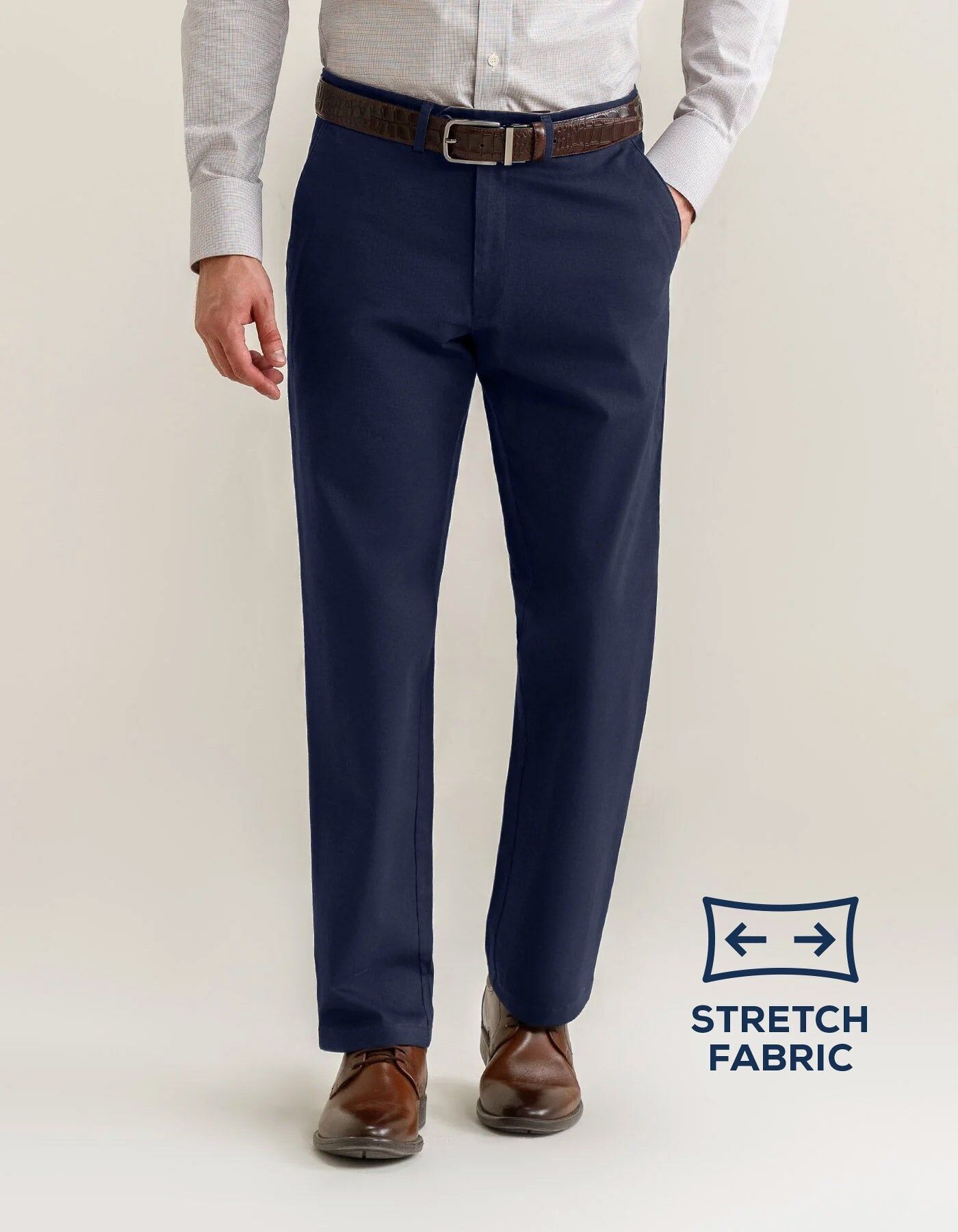 Pantalones chinos de corte elegante de la marina