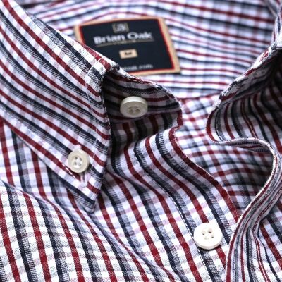 Casual Checkered Shirt - Dark Maroon