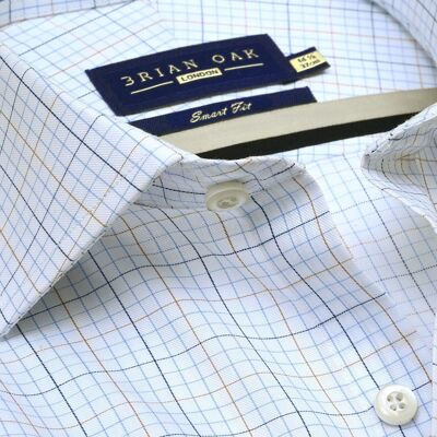 Camisa de vestir a cuadros – Azul y marrón claro
