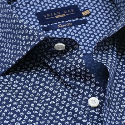 Chemise à motifs - Bleu Oxford