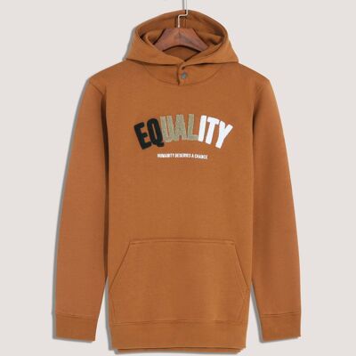 Sweat à capuche en polaire moutarde