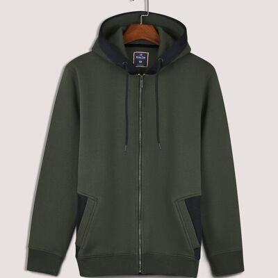 Sweat à capuche en polaire entièrement zippé Plain Moss