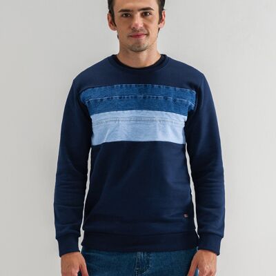 Modern Panelled Navy Fleece Sweatshirt