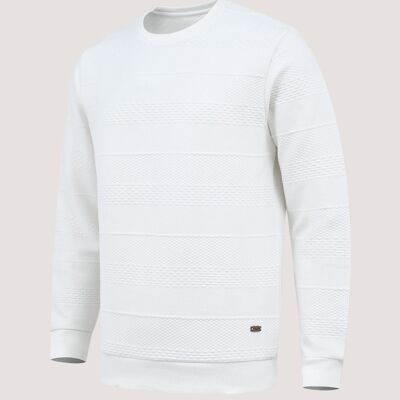 Off White Textured Jacquard Sweatshirt