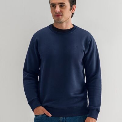 Sweat-shirt en polaire à col rond bleu marine