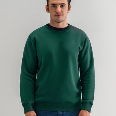 Sweat-shirt ras du cou en polaire vert britannique