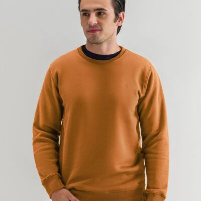 Sweat-shirt classique à col rond moutarde
