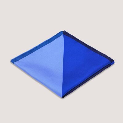 Pochette de costume en soie bleu uni de créateur