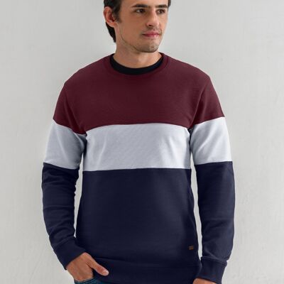 Sudadera texturizada con bloques de color – Granate