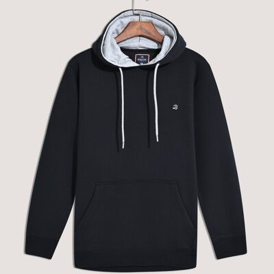 Black Plain Pullover Fleece Hoodie