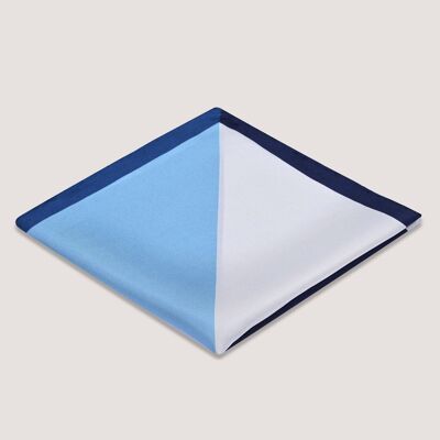 Pañuelo de bolsillo de seda de diseño blanco y azul claro