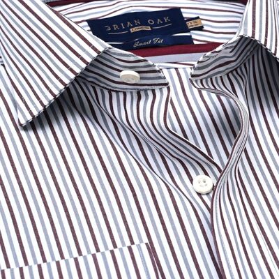 Maroon and Grey Candy Striped Dress Shirt