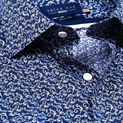 Camicia con stampa a vortice blu navy