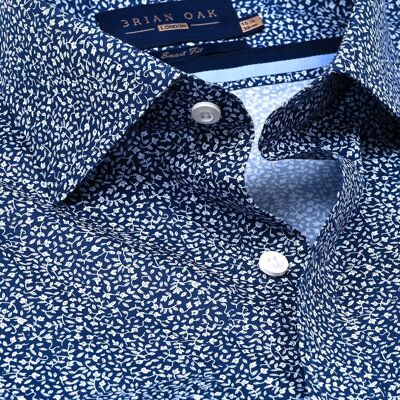 Modern Fit Navy Printed Dress Shirt