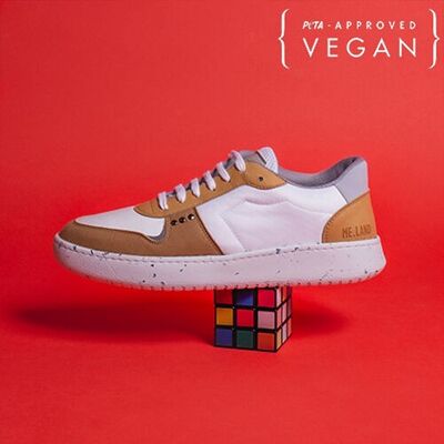 EVAN baskets vegan et recyclées en blanc et curry