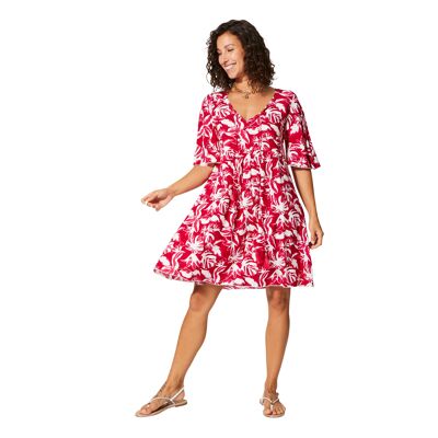 VESTIDO CORTO DE VERANO CON MANGAS CORTAS RLIPV0025B