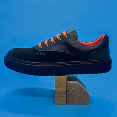 MEAKER Bright Black sneakers black, orange and green