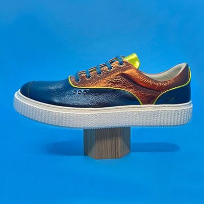 MEAKER metallic multi peacock sneakers