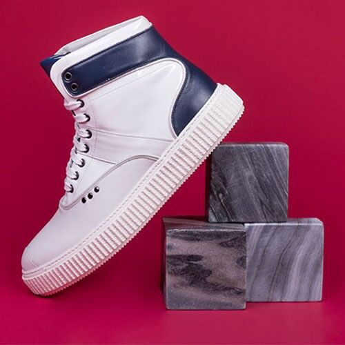 HEAKER white and blue high-top sneakers