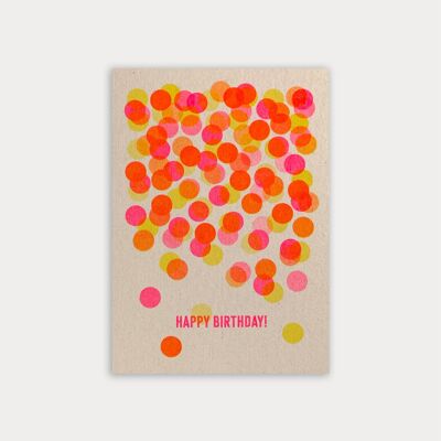 Postcard / Confetti / Happy Birthday!/ Riso printing