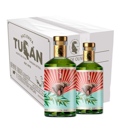 Caja de 6 botellas de cristal de 500 ml de AOVE aceite Arbequina (cosecha temprana)
