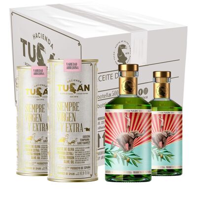 Coffret de 6 bouteilles avec étui d'huile d'Arbequina AOVE (récolte précoce)