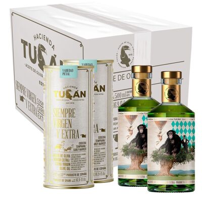 Coffret de 6 bouteilles avec étui d'huile AOVE Picual (récolte précoce)