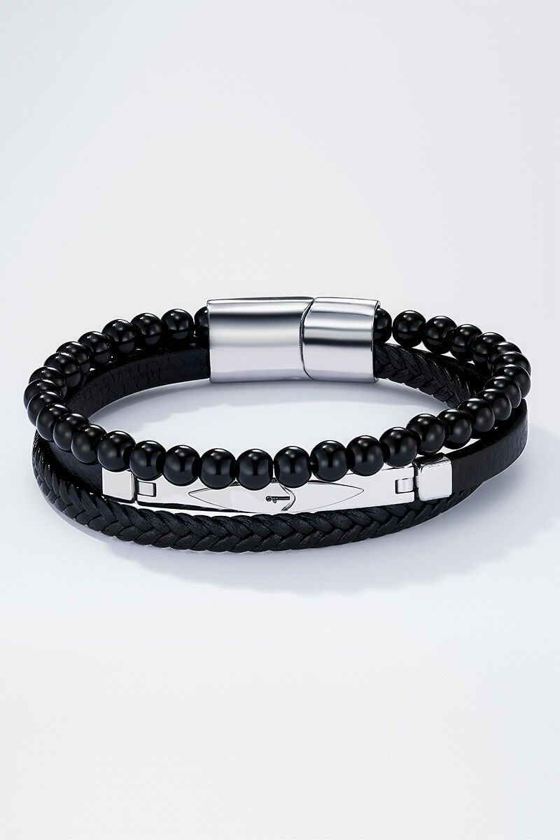 Bracciale in pelle e acciaio inossidabile 324OP75