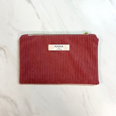 Mini pochette in velluto a coste rosa lampone