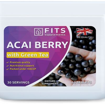 Baya de açaí 2000 mg y té verde 1350 mg 60 comprimidos