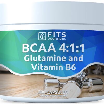 BCAA 4:1:1 con glutamina y vitamina B6 300 cápsulas
