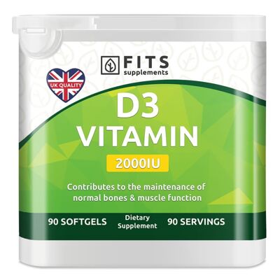 Vitamina D3 2000IU 90 cápsulas blandas