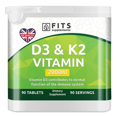 Vitamine D3 2000UI avec Vitamine K2 90 comprimés
