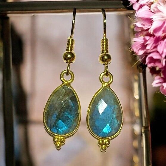 Orecchini "HADLEY" in Labradorite d'oro fino placcato oro