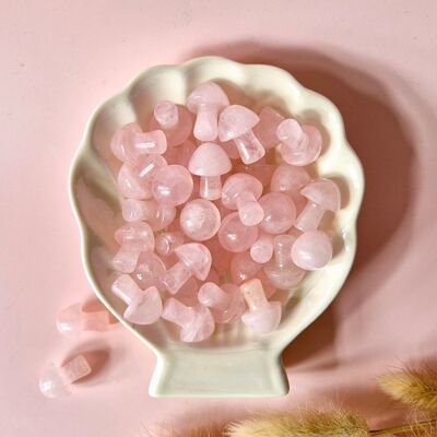 Mini champignon en pierre précieuse – Quartz rose (2 cm)