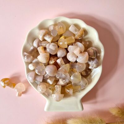 Mini fungo di pietra preziosa – Agata fiore di ciliegio (2 cm)