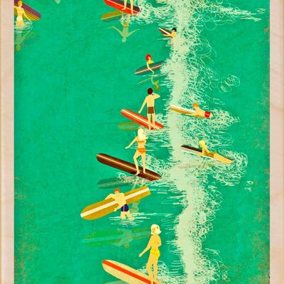 Surf, cartoline in legno sostenibili, set da 6 (10×15 cm) | The Wooden Postcard Company