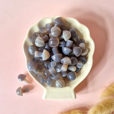 Mini fungo di pietra preziosa – Agata grigia (2 cm)