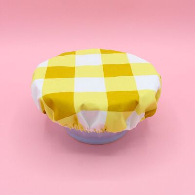 Charlotte couvre plat - coton enduit - vichy jaune