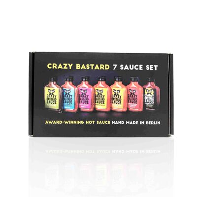 Crazy Bastard Hot Sauce (7x 100ml) Lot de 7 - Doux à Très Piquant 100ml x 7