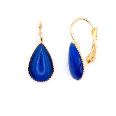 Pendientes, baño de oro, azul real (450.9)