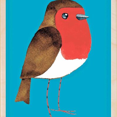 Robin, Cartes postales en bois durables, lot de 6 (10 x 15 cm) | The Wooden Postcard Company