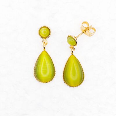 Stud earrings, gold-plated, light green (451.6)