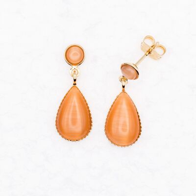 Boucles d'oreilles à tige, plaqué or, pêche (451.12)
