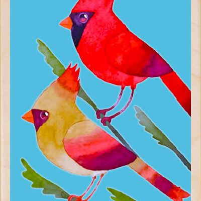 Cardinal rouge, cartes postales en bois durables, lot de 6 (10 x 15 cm) | The Wooden Postcard Company