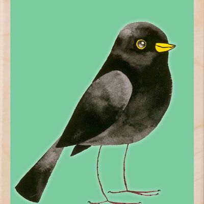 Blackbird, Postales de Madera Sostenibles, juego de 6 (10 x 15 cm) | The Wooden Postcard Company