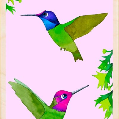 Colibrì, cartoline in legno sostenibili, set da 6 (10x15 cm) | The Wooden Postcard Company