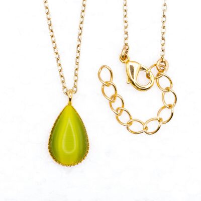 Collana placcata oro, verde chiaro (K450.6)