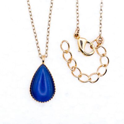Necklace, gold-plated, royal blue (K450.9)
